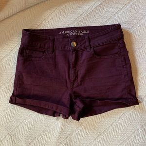 Burgundy High Rise Shorts